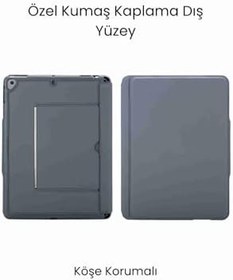 Resim iPad 10.5 Uyumlu 360° Manyetik Standlı Touchpadli Ledli Katanya Klavyeli Tablet Kılıfı 