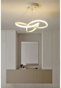 Resim Modern Tasarım White Swan Plafonyer Led Avize Beyaz Gövde Salon Mutfak Hol Oturma Odası Avizesi Beyaz 