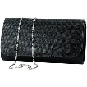 Resim Erkan Saçmacı Siyah Kristal Taşlı Zincir Askılı Manyetik Kapaklı Abiye El Çantası Siyah 