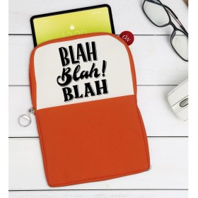 Resim Bk Gift Blah Blah Blah Tasarımlı Taşınabilir Koruyucu Tablet Kılıfı & Organizer Çanta - Turuncu-1 