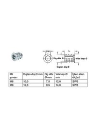 Resim Hafele Dübel Çelik Galvaniz Havşa Başlı M8X24Mm 