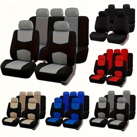 Resim 5 Koltuklu Araba Koltuk Kılıfları - Tüm Sezonlar İçin Polyester Koruma, Şık Gri/Siyah, Kırmızı/Mavi, Bej/Siyah, Açık Mavi/Koyu Mavi ve Siyah/Beyaz Tasarımlar - Temizlemesi Kolay, Sürücü ve Yolcu Modelleri İçin Dayanıklı Uyum, Araba Koltuk Koruma | Modern Koltuk Kılıfları | Sünger Dolgulu Konfor 