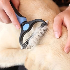 Resim Pet Fur Knot Cutter Köpek Bakım Dökülme Araçları Pet Kedi Saç Temizleme Tarak Fırça Çift Taraflı Pet Ürünleri Tarak Köpek için 