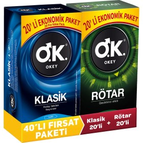 Resim Okey Prezervatif 40'lı Klasik ve Rötar Çeşitleri Ekstra Güvenli ve Konforlu 