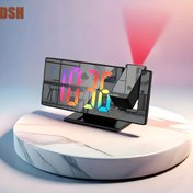 Resim Çok Fonksiyonlu Dijital Projeksiyon Alarm Saati, Çok Renkli, USB ile Çalışan LED Büyük Ekran, 4 Seviye Parlaklık Ayarı, Sıcaklık/Uyku Modu/Gece Işığı/Hafıza Fonksiyonlu 180 Derece Dönebilen Projeksiyon Zamanlayıcı, Yatak Odası Ofis Ev Dekoru için Uygun 