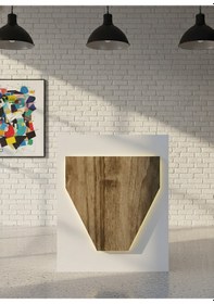 Resim Resital Ledli Karşılama Bankosu G-90 Cm Ofis Kasa Resepsiyon Masası Banko-001-1-2 