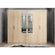 Resim Akasya 6 Kapaklı Gardırop Dolap Meşe - Ücretsiz Kurulum 