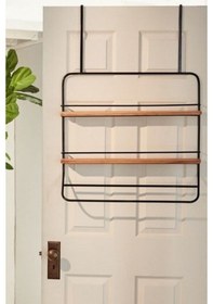 Resim Banyo Askısı Havluluk Ahşaplı Metal Raflı Askılık Siyah 