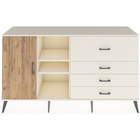 Resim Kronos Konsol 4 Raflı 4 Çekmeceli Tek Kapaklı 176x59x99 Aytaşı-ç Aytaşı-çam/aytaşı 