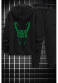 Resim Unisex Floki Baskılı Eşofman Takımı Siyah 