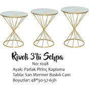 Resim Brc RİVOLİ Zigon Model Metal transmisyon çelik Gold Renk kaplama Beyaz Mermer temper cam El yapım 