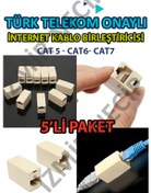 Resim 5 Adet Internet Kablosu Uzatma Birleştirme Jakı Aparatı 