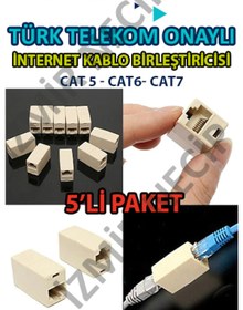 Resim 5 Adet Internet Kablosu Uzatma Birleştirme Jakı Aparatı 