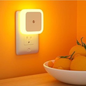 Resim Fotoselli Led Gece Lambası, Amber Renk Sensörlü Gece Lambası, 1 Watt Amber Renk Led Gece Lambası Amber 