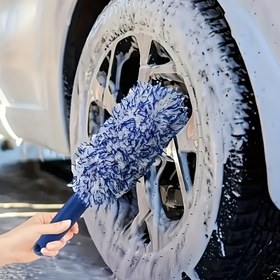 Resim Uzun Saplı Ultra İnce Mikrofiber Lastik Temizleme Fırçası, Araba Yıkama Malzemeleri İçin Peluş Tekerlek Fırçaları İçin Uygun. 