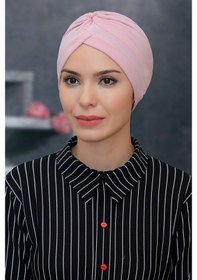 Resim Hürrem Bone Pudra Pratik Hazır Geçmeli Tesettür Bone Sandy Kumaş Taçlı Büzgül (545490228) Pudra 