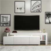 Resim BMdekor TV Sehpası Buğra Beyaz LED Işıklı 