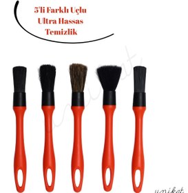 Resim UNIKAT 5'li Ultra Hassas Kırmızı Detay Temizlik Fırçası Her Biri Farklı Başlık 