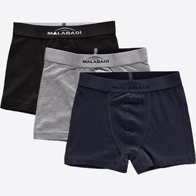 Resim Malabadi Erkek Çocuk Siyah Gri Füme 3 Lü Paket Pamuk Elastan Boxer 208 Siyah-gri-füme 