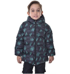 Resim First Steps Erkek Çocuk Siyah Yeşil Dijital Desen İçi Polar Su Ve Rüzgar Geçirmez Kapüşonlu Şişme Kışlık Mont Siyah - Yeşil 