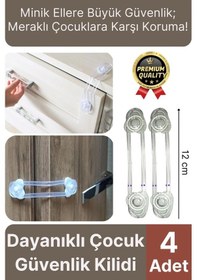 Resim Çok Amaçlı Çekmece Dolap Kapağı Koruma Aparatı Ayarlanır Çocuk Bebek Güvenlik Kilidi 4 Adet 12 Cm Çok Renkli 