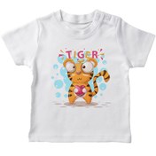 Resim Angemiel Baby Kalp Tutan Kaplan Erkek Bebek Tişört Beyaz B0307MDBBKETSRT 