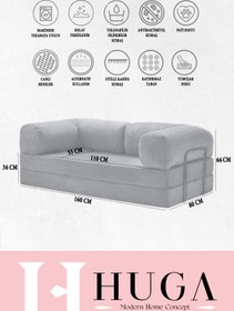 Resim Huga Mobilya Petite Kanepe Oyun, Tv, Sinema Koltuğu- Yatak Olabilen Fitilli Kadife Yıkanır Silinir 80x160 h:36 