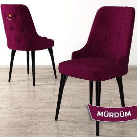 Resim Canisa Concept Enoa Serisi, Siyah Gürgen Ayaklı Sandalye, 1.sınıf Babyface Kumaş Sandalye, Gold Halkalı, 1 Adet 