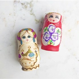 Resim 5'li Ahşap Kırmızı Matruşka Bebek 