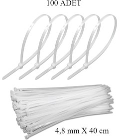 Resim Beyaz Plastik Cırt Kelepçe 4.8x40cm Kablo Bağı Elektrik Kablosu 100 Adet 100 adet BEYAZ 