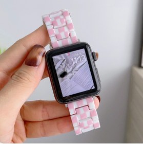 Resim Coverzone Apple Watch 5 Ile Uyumlu Metal Toka Tasarımlı 42-44mm Double Color Desenli Kordon Pembe-beyaz 