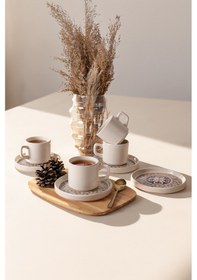 Resim Keramika Timeless Brown Stackable Çay Takımı 8 Parça 4 Kişilik 21973 Krem 
