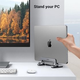 Resim UGREEN Dikey Bilgisayar Standı, Çift Yuvalı Ayarlanabilir Alüminyum Laptop Standı, MacBook Air/Pro, Windows Dizüstü Bilgisayarlar, 13-17 İnç Laptoplar ile Uyumlu Masaüstü Tutucu – 20471 