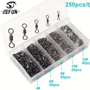 Resim JSFUN 250 Adet/Kutu Balıkçılık Namlu Dönerleri Seti Tuzlu Su Tatlı Su Balıkçılığı İçin Rulmanlı Mandal Bağlantısı 