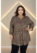 Resim 01bella Büyük Beden Şık Leopar Bluz 442921665 Kahverengi 