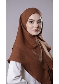 Resim Hürrem Bone Taba Pratik Hazır Geçmeli Tesettür Eşarp Pamuk Caz Kumaş Çift Katlı Düz Hijab 2303 33 