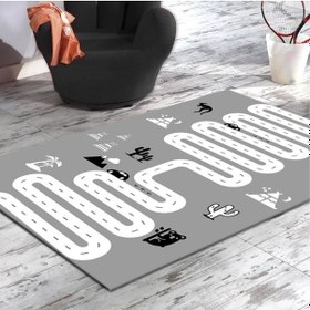 Resim Halıportalı Üç Boyutlu Pvc Taban Trfik Çocuk Odası Halısı I-B-460 Gri - Beyaz 