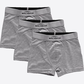 Resim Malabadi Erkek Çocuk Gri 3 Lü Paket Pamuk Elastan Boxer 208 