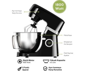 Resim Kumtel Sm-02 1800 W 4.5 Lt Hamur Yoğurma Makinesi 