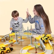 Resim Pil ile çalışan DIY İnşaat Aracı Tren Seti, Plastik Yapım Seti, Eğitici STEM Oyuncak, Elektrikli Tren Seti, 3-6 yaş arası çocuklar için ideal, Noel ve Şükran Günü hediyeleri için mükemmel 