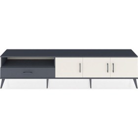 Resim Arges Tv Ünitesi 3 Raflı Tek Çekmeceli 3 Kapaklı 220x30x51 Antrasit-aytaşı/antrasit Aytası/antrasıt - Antrasıt 