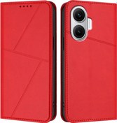 Resim Xiaomi Poco F7 5g İçin Güçlü Manyetik Buzlu Flip Deri Telefon Kılıfı Kırmızı 
