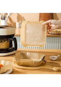 Resim 50 Adet Air Fryer Pişirme Kağıdı Tek Kullanımlık Hava Fritöz Yağ Geçirmez Yapışmaz Kare Tabak Model 