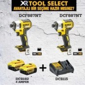 Resim Dewalt 2 Adet DCF887NT Şarjlı Darbeli Tornavida + 2x4 Ah Akü 1 Adet Dolum Cihazı 