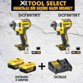 Resim Dewalt 2 Adet DCF887NT Şarjlı Darbeli Tornavida + 2x4 Ah Akü 1 Adet Dolum Cihazı 