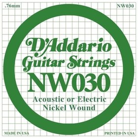 Resim D'Addario NW030 Nickel Wound Elektro ve Akustik Gitar Tek Tel (30) 