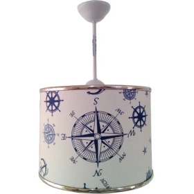 Resim Onay Avize Pusulalı Elkamentli Avize M-341 Kumaş Kaplama Çocuk Odası ve Bebek Odası Avize Sarkıt 