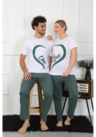 Resim Akbeniz Kadın Pamuk Penye Sevgili Kombini Pijama Takımı Beyaz 50127 Tek Takım Fiyatıdır-beyaz Beyaz 