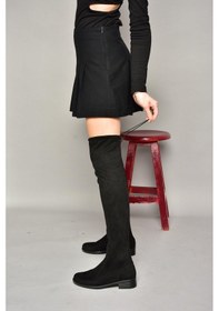 Resim Fox Shoes T726888802 Siyah Süet Streç Kadın Çizme Siyah-Süet 