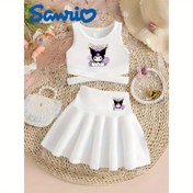 Resim Sanrio Resmi Lisanslı Yazlık Kızlar İçin Hello Kitty Kuromi My Melody Cinnamoroll Çapraz Askılı Tank Top & Etek 2 Parça Set, Şık Çapraz Askı Tasarımı Açık Bej - Nefes Alabilen Kumaş, Spor Tarz, Çok Yönlü Kıyafet, Kızlar İçin Mükemmel Hediye 